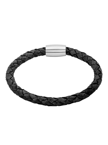 Steel_Art Herrenarmband Lederarmband Jaron in Schwarz