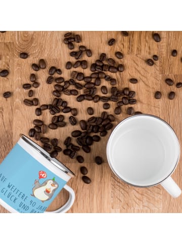 Mr. & Mrs. Panda Camping Emaille Tasse 40. Hochzeitstag Rubinhoc... in Sky Blue
