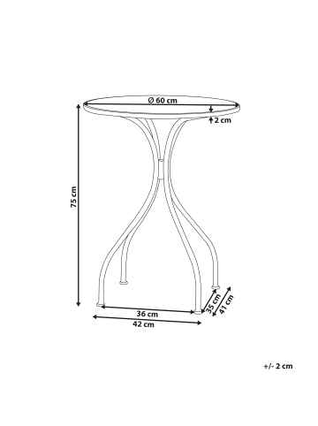 Beliani Gartentisch CAMPRENA in Schwarz/Blau/Weiß - (W) 60 x (H) 75 x (L) 60 cm