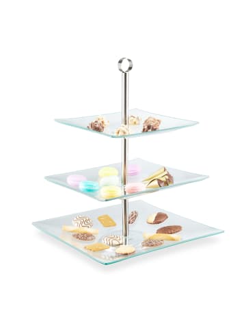 relaxdays Etagere eckig in Transparent/Silber