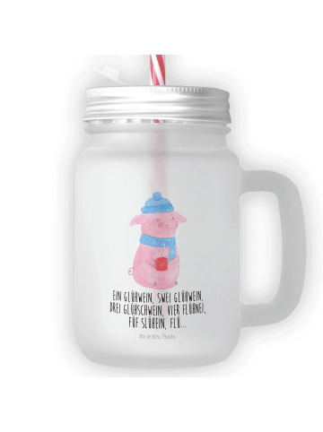 Mr. & Mrs. Panda Blümchentailglas Schweinchen Glühwein mit Spruch in Transparent