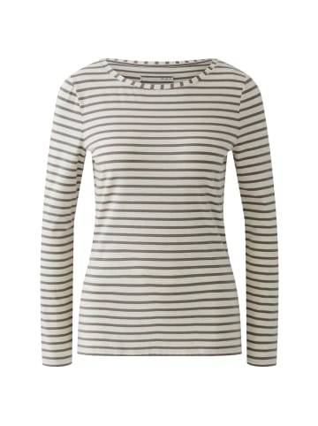 Oui SUMIKO Langarmshirt in Dk Brown Offwhite