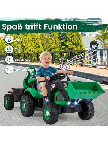 COSTWAY Elektro Traktor mit Anhänger & Schaufel in Grün