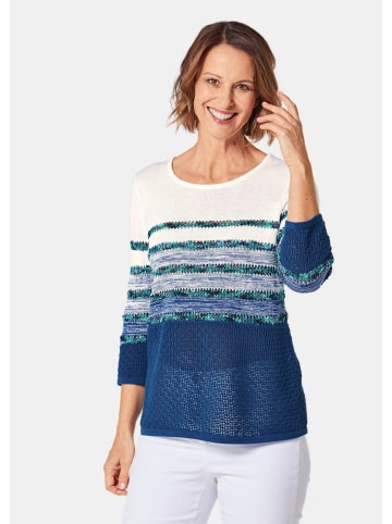 GOLDNER Kurzgröße:  Leichter Pullover mit tollem Ringelmuster in royalblau / gemustert
