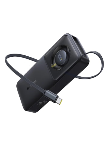 Baseus 10000 mAh 30 W Powerbank mit USB-C-Anschluss und USB-C-Kabel in Schwarz
