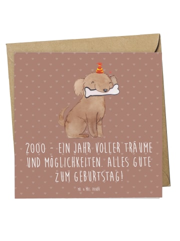 Mr. & Mrs. Panda Einladungskarte 2000 Geburtstagsträume mit Spruch in Braun Pastell