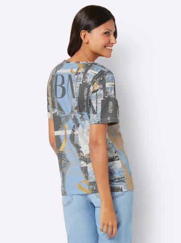 Sieh an! Rundhalsshirt in ecru-bleu-bedruckt