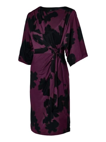 Mart Visser Kleid mit Mailänder Print, Schwarz/Dunkelbeere