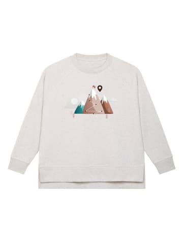 wat? Apparel Sweatshirt Mountain Path & Clouds in Cream Heather Grey