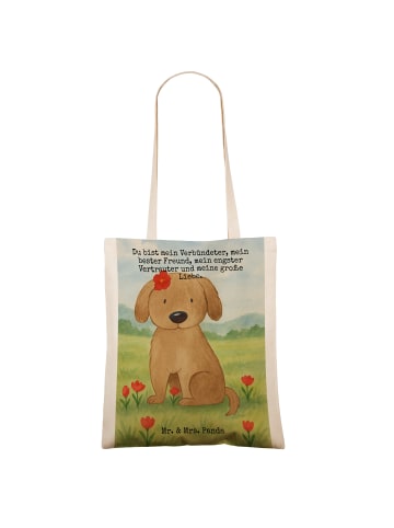Mr. & Mrs. Panda Shopping Tasche Hund Dame Design mit Spruch in Weiß
