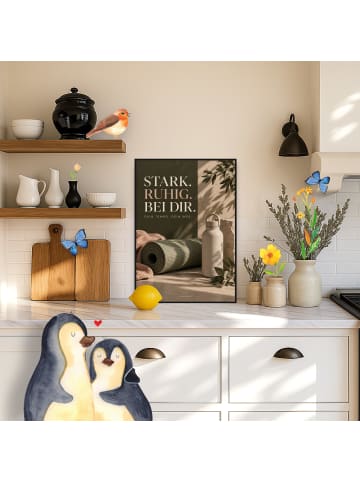 Mr. & Mrs. Panda Poster Flasche elegant Design mit Spruch in Weiß