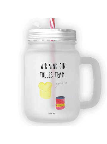Mr. & Mrs. Panda Glas Toast Marmelade mit Spruch in Transparent