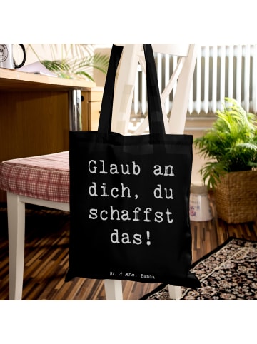 Mr. & Mrs. Panda Strandtasche Spruch Schulanfang Glaube mit Spruch in Schwarz