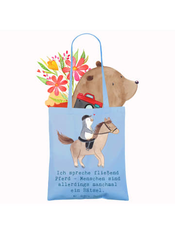 Mr. & Mrs. Panda Tasche Reiten und Rätsel mit Spruch in Sky Blue