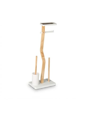 relaxdays WC Garnitur in Weiß/ Natur - (B)30 x (H)80 x (T)20 cm