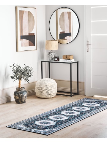 Beliani Kurzflor GEDIZ in Blau/Schwarz - (W) 80 x (L) 240 cm