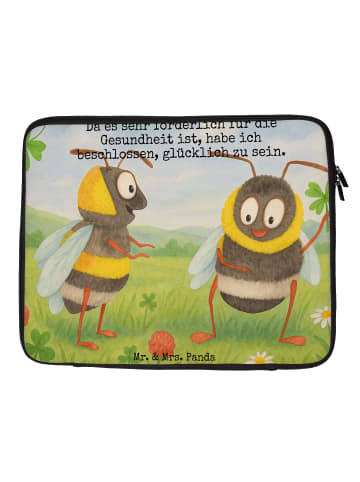 Mr. & Mrs. Panda Laptop Tasche Hummeln Kleeblatt Design mit Spruch in Weiß