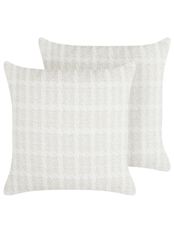 Beliani 2er-Set Dekokissen DOURIS in Beige/Weiß