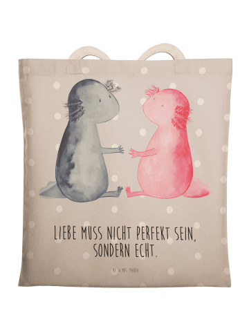 Mr. & Mrs. Panda Einkaufstasche Axolotl Liebe mit Spruch in Grau Pastell