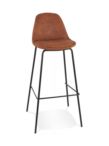 KADIMA DESIGN Barhocker mit Rückenlehne aus Mikrofaser | Moderner Stil in Braun
