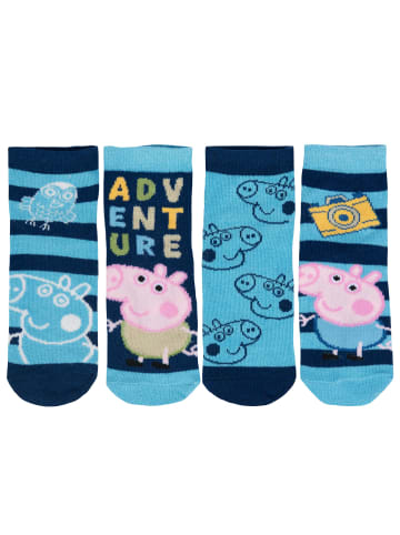 United Labels 4er Pack Peppa Wutz  Sneakersocken in blau