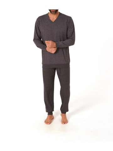 NORMANN Langarm Schlafanzug Pyjama Bündchen - 86198 in anthrazit
