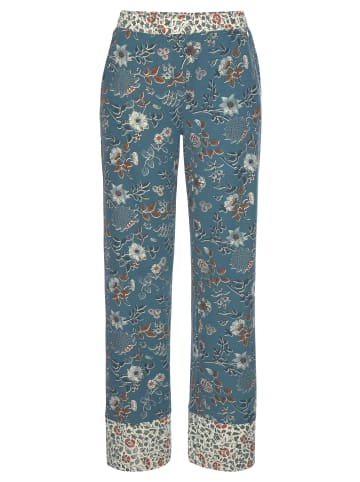 LASCANA Pyjamahose in rauchblau-ecru