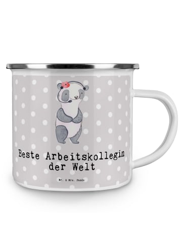 Mr. & Mrs. Panda Emaille Becher Panda Beste Arbeitskollegin der ... in Grau Pastell