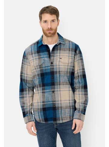 Camel Active Lässiges Langarmhemd aus reiner Baumwolle in Blau