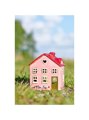 IB Laursen Keramik Teelichthaus mit Erdbeerranke Ebeltoft in rosa