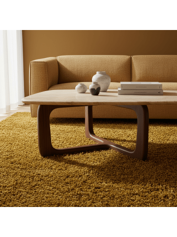 KADIMA DESIGN Teppich Hochflor Shaggy Uni-Look Polypropylen Wohnzimmer in Gold