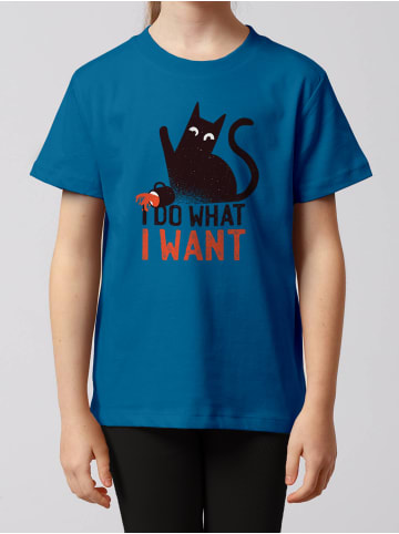 wat? Apparel T-Shirt Cat in Blau