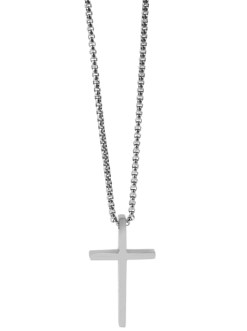 Adeliás Unisex Halskette mit Anhänger – Kreuz aus Edelstahl in silber