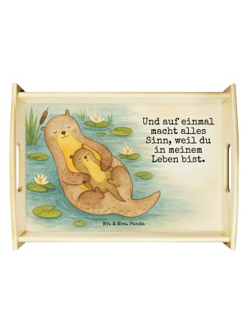 Mr. & Mrs. Panda Holz Tablett Otter Kind Design mit Spruch in Weiß