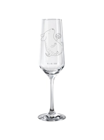 Mr. & Mrs. Panda Sektglas mit Gravur Hund Keks ohne Spruch in Transparent