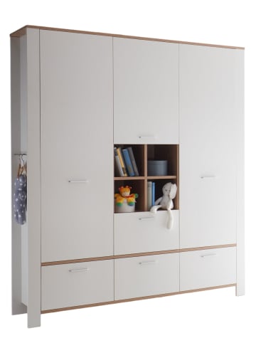 58 aufm Kessel KLEIDERSCHRANK Emma 160 x 47 x 195 Kinderzimmerschrank Weiß Matt Lack/Asteiche