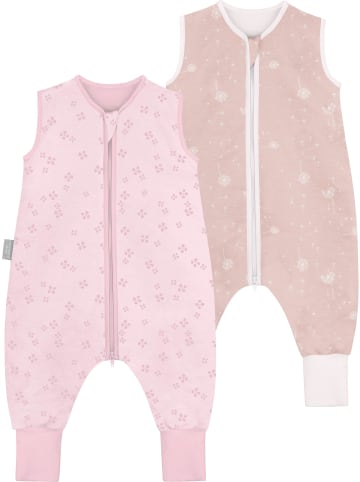 normani Baby Schlafsack 2er Set 1.0 TOG + 2.5 TOG für Sommer und Winter in Rosa