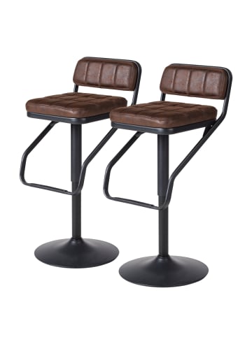 home24 home24 Barstuhl (2er Set) - Braun - Microfaser & Metall - 42.0 x 80.0 x 50.0 cm in Braun