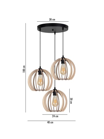 Licht-Erlebnisse Pendelleuchte (B)40 x (L)40 x (T)100 cm in Schwarz Natur