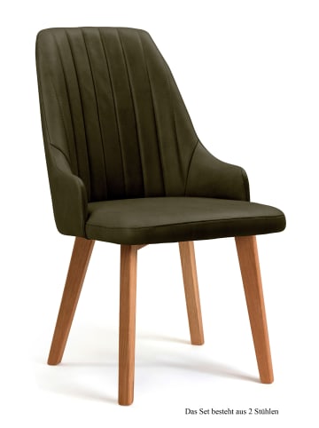 58 aufm Kessel ESSZIMMERSTUHL (2er-Set) Daryl 52x91x60 Eiche geölt/Khaki