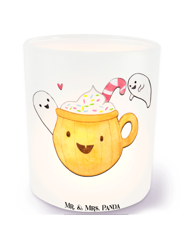 Mr. & Mrs. Panda Windlicht aus Glas Kaffee Gespenst ohne Spruch in Transparent
