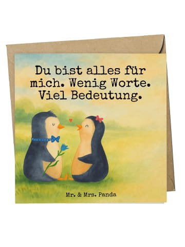 Mr. & Mrs. Panda Glückwunschkarte Pinguin Pärchen Design mit Spruch in Weiß