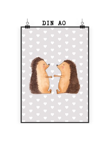 Mr. & Mrs. Panda Poster Igel Liebe ohne Spruch in Grau Pastell