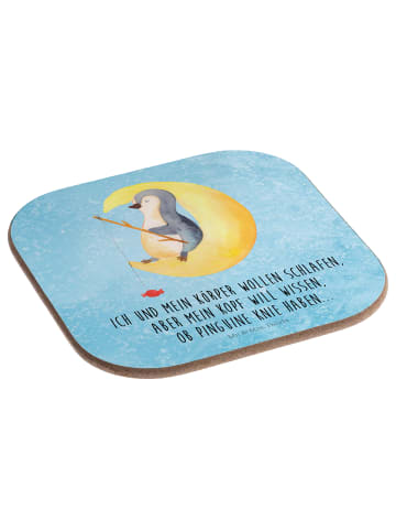 Mr. & Mrs. Panda gläseruntersetzer Pinguin Mond mit Spruch in Eisblau