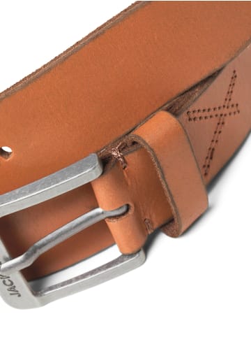 Jack & Jones Echtleder Gürtel Klassischer Leather Belt mit Löcher JACROCK in Mittelbraun