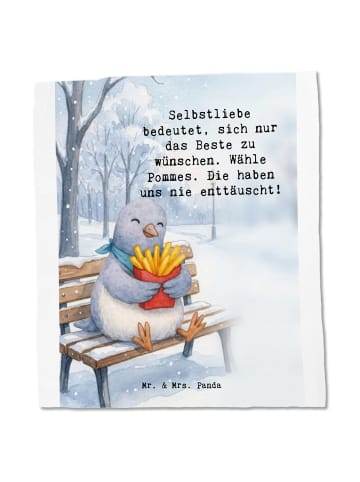 Mr. & Mrs. Panda Shopping Tasche Taube Winter Pommes Design mit ... in Weiß