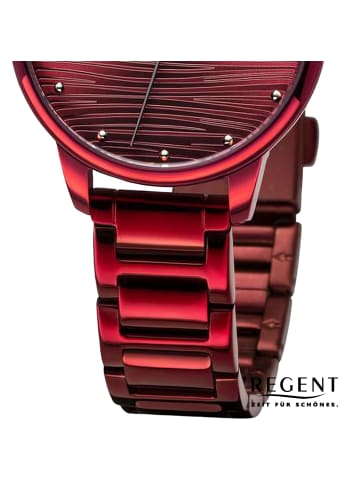 Regent Armbanduhr Regent Metallarmband rot extra groß (ca. 32mm)
