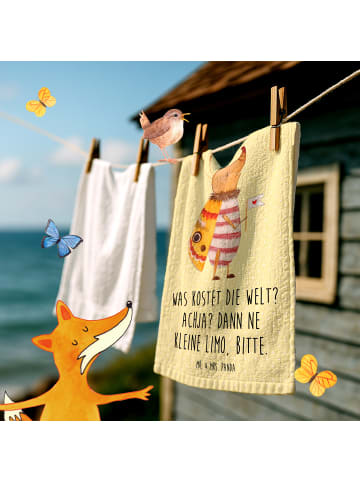 Mr. & Mrs. Panda Handtuch Gäste-WC Nachtfalter Fähnchen mit Spruch in Gelb Pastell