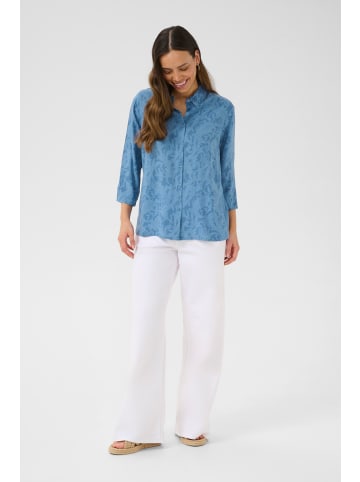 Cream Langarm - Hemd CRTiah Regular fit in Rivera Blue Ikat Paisley