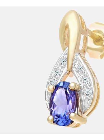 Diamant L'éternel Ohrhänger aus 375 Gelbgold mit Diamant mit Tansanit